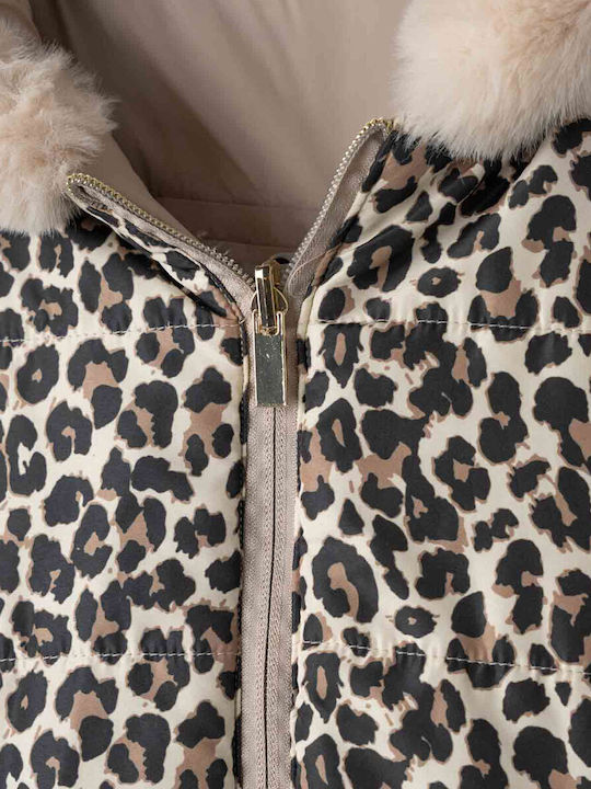Kids' Fur Double Sided with Hood Beige