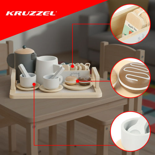 Kruzzel Παιχνίδι Σετ Τσαγιού από Ξύλο για 3+ Ετών 16τμχ