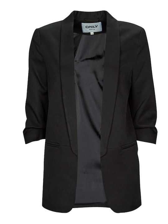 Only Elly Long Women's Waisted Blazer Black with Sequins 15197451