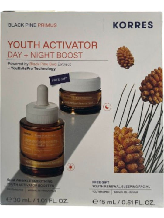 Korres Black Pine Primus Youth Activator Day + Night Boost Set Îngrijire pentru Anti-îmbătrânire 2buc