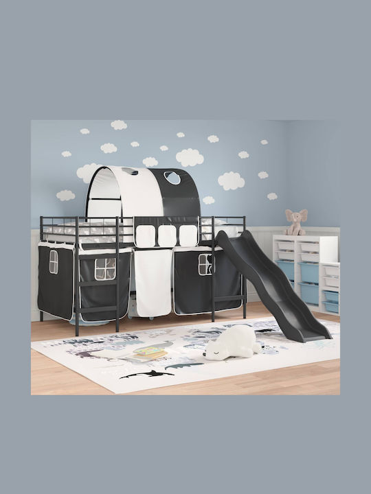 Kids Bed Single Black for Mattress 100x201cm