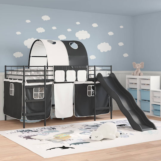 Kids Bed Single Black for Mattress 100x201cm