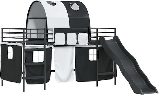 Kids Bed Single Black for Mattress 100x201cm