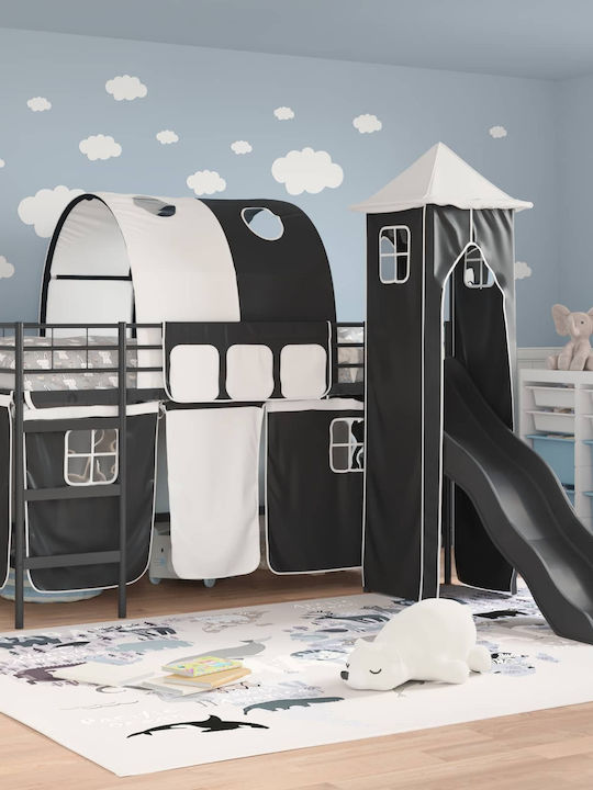 Kinderbett Einzel Schwarz für Matratze 80x201cm