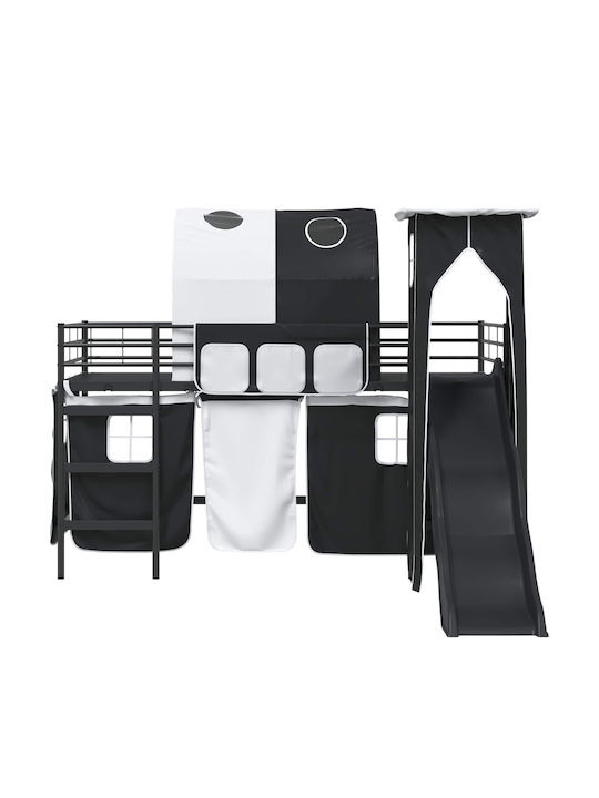 Kinderbett Einzel Schwarz für Matratze 80x201cm