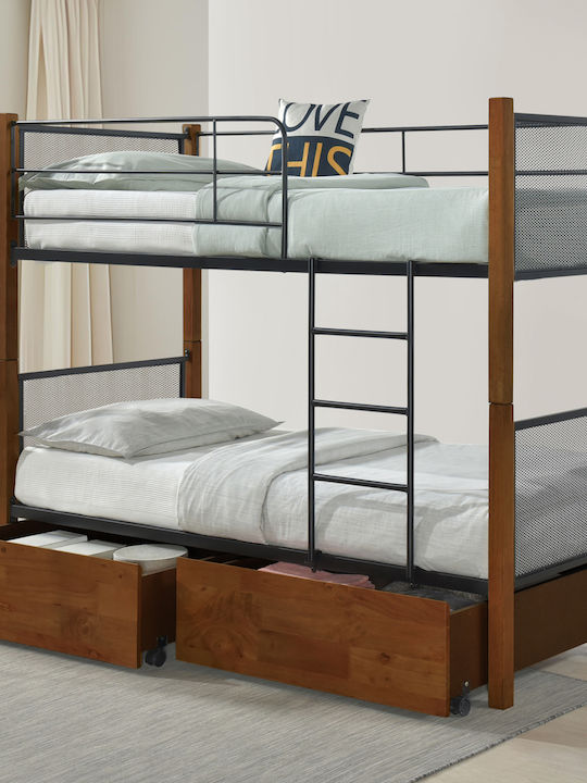Rayven Pat pentru Copii Cușeta Single cu Saltea & Spațiu de Depozitare Negru 90x190cm