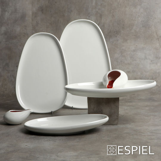 Espiel Siders Πιατέλα Σερβιρίσματος Οβάλ από Πορσελάνη Λευκή 26x17.5εκ. 2τμχ