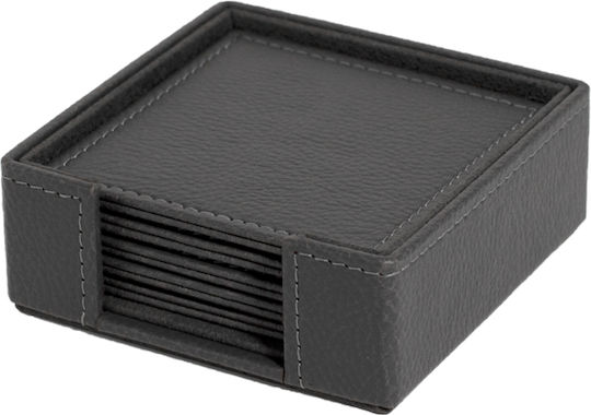 VNC Set De Suporturi Pentru Pahare Din Piele Ecologică Cu Suport Negru 10.5x10.5cm 5 Bucăți
