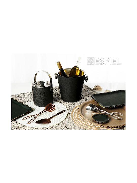 Espiel Round Coaster made of Leatherette Green 10.5cm 3pcs