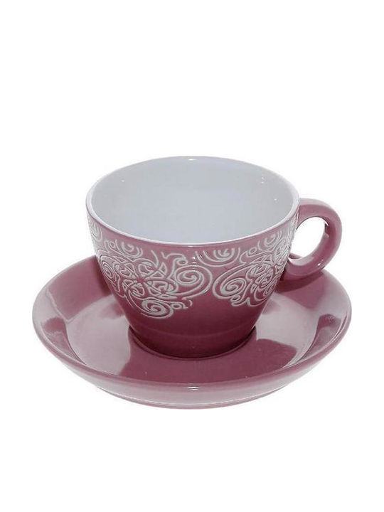 Espiel Vienna Σετ Φλιτζάνια Cappuccino από Πορσελάνη Ροζ 280ml 6τμχ