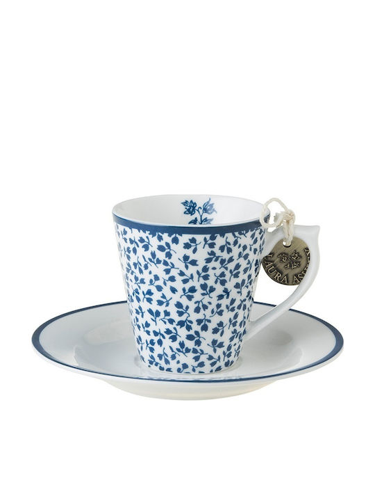 Laura Ashley Blueprint Σετ Φλιτζάνια Espresso από Πορσελάνη Floris & Candy Stripe 100ml 4τμχ
