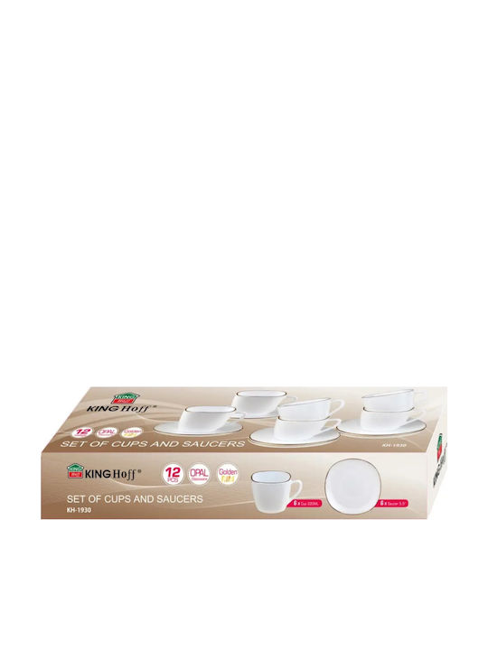 KING Hoff Set Tassen Kaffee Glas Braun 220ml 12Stück