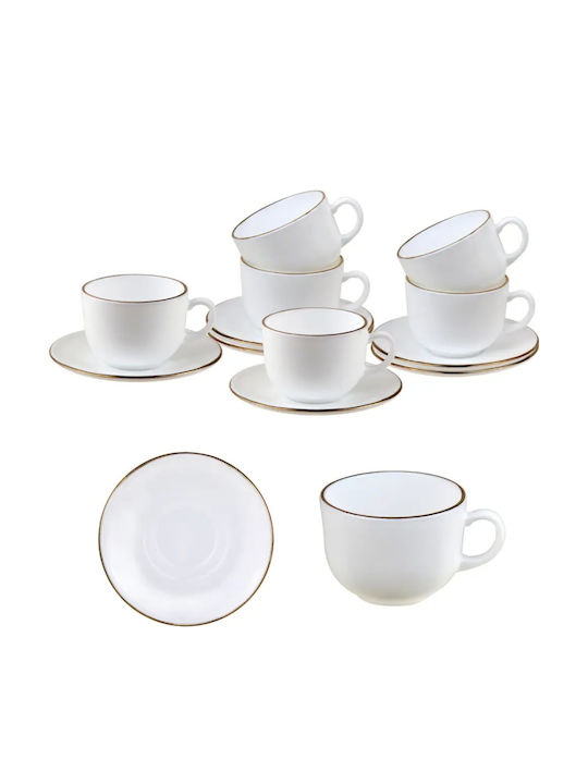 KING Hoff Set Tassen Kaffee Glas Braun 210ml 12Stück