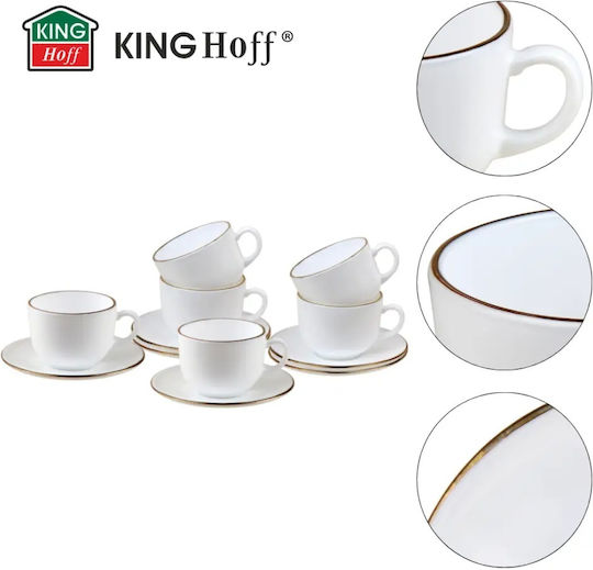KING Hoff Set Tassen Kaffee Glas Braun 210ml 12Stück