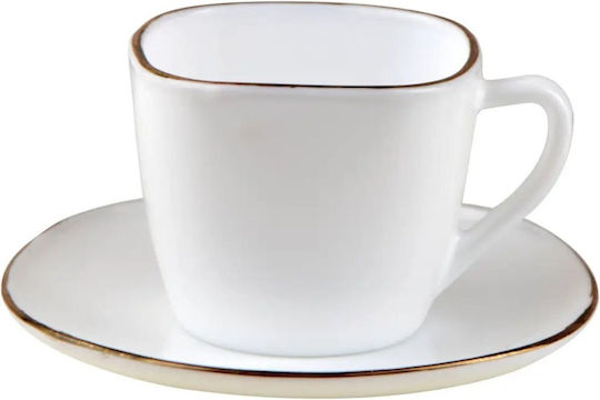 KING Hoff Set Tassen Kaffee Glas Braun 220ml 12Stück