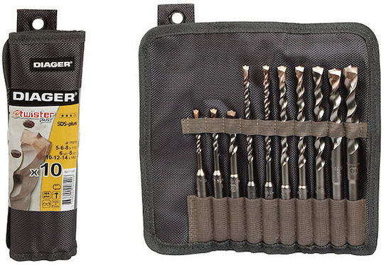Sds-plus Drill Bit Sets Concrete Twister Plus 10 Pieces