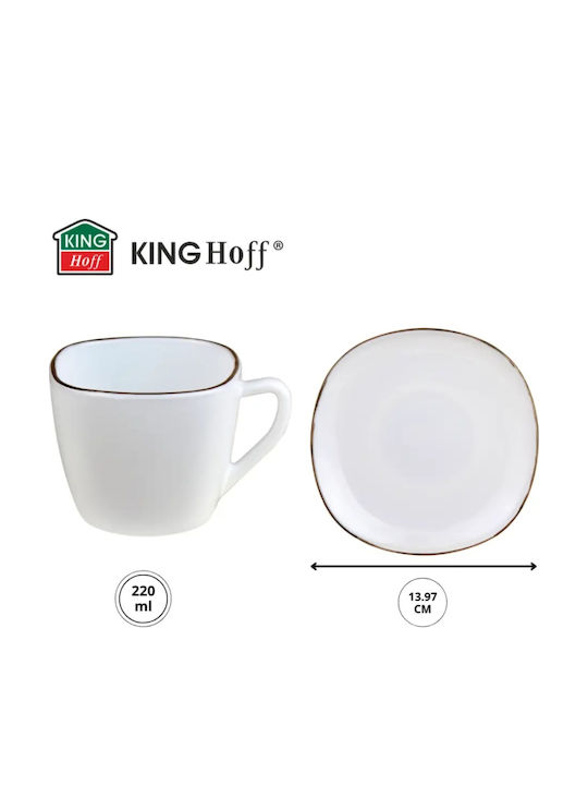 KING Hoff Set Tassen Kaffee Glas Braun 220ml 12Stück