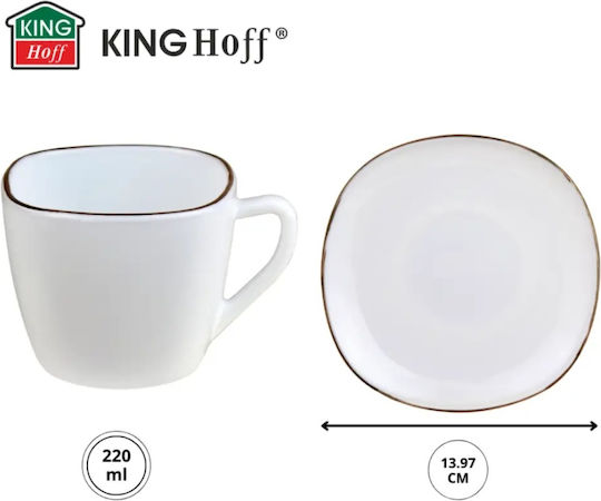 KING Hoff Set Tassen Kaffee Glas Braun 220ml 12Stück