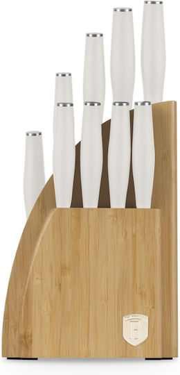 Berlinger Haus Sahara Messer Set mit Sockel aus Rostfreiem Stahl Weiß 10 Stück