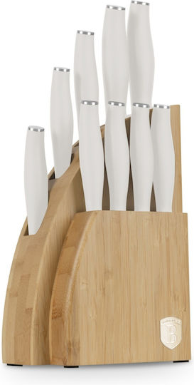 Berlinger Haus Sahara Messer Set mit Sockel aus Rostfreiem Stahl Weiß 10 Stück