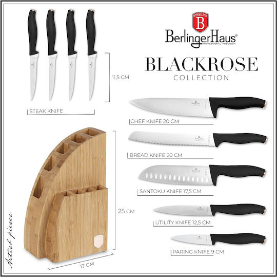 Berlinger Haus Knife Set with Block from Stainless Steel
