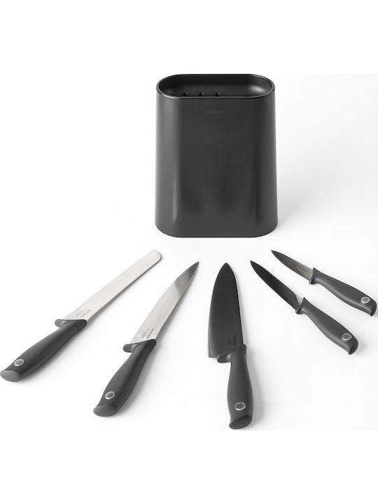 Brabantia Tasty Knife Set with Block from Stainless Steel 5pcs