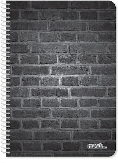 Must Team Spiral Notebook Ruled B5 150 Sheets 5 Subjects Bricks 1pcs (Μiscellaneous Designs/Colors)