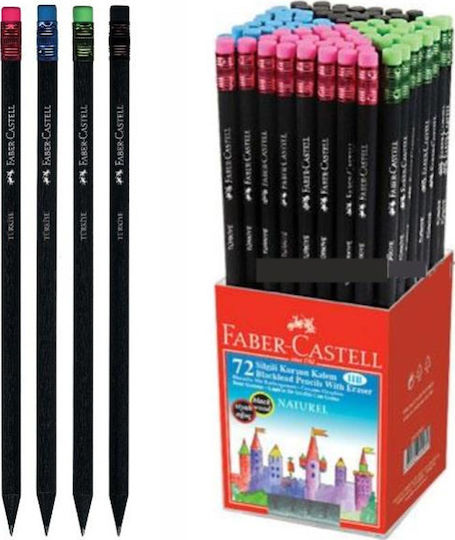 Faber-Castell Blacklead Сет от 72 Моливи HB с Гума Черен