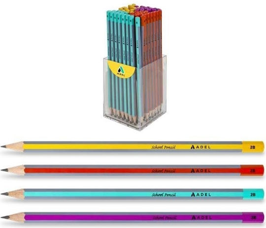 Adel School Pencil 2B 72pcs (Μiscellaneous Designs/Colors)