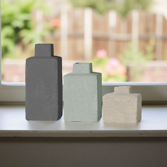 Espiel Set Decorative Ceramic Grey Vases Φ10xH22.3cm 3 Pieces