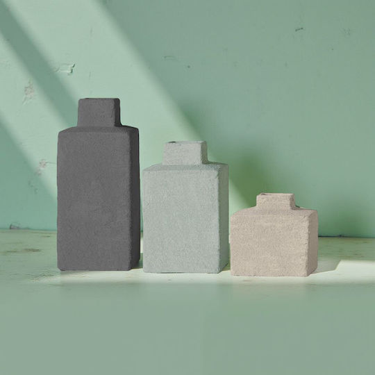 Espiel Set Decorative Ceramic Grey Vases Φ10xH22.3cm 3 Pieces