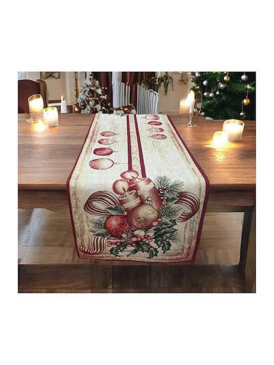 Linea Home Noel Cire Σετ Χριστουγεννιάτικα Τραπεζομάντηλα Υφασμάτινα Ράνερ Κόκκινα 35x100εκ. 5τμχ
