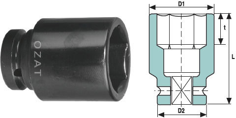 3/4'' Priză Impact 6 Puncte Lungime Cap 18