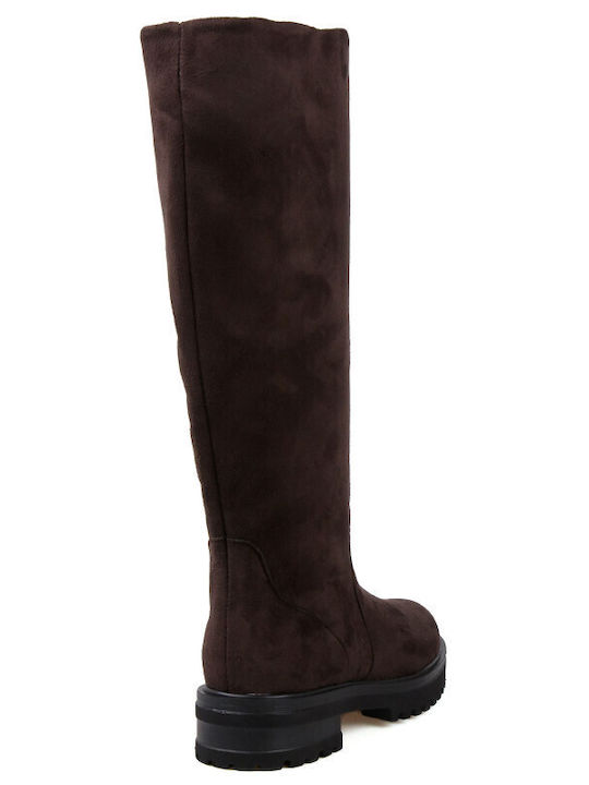Suede Riding Boots Brown