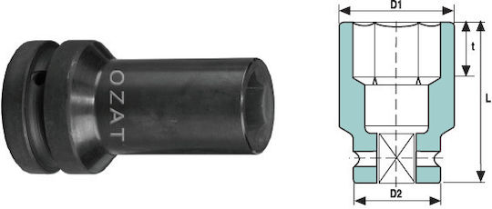 3/4'' Thin Wall Impact Socket 6 Sides Length 19