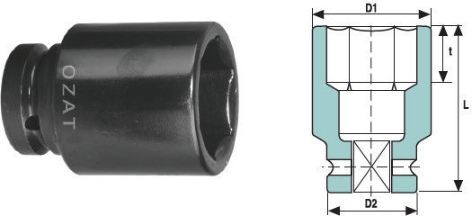 3/4'' 6-point Impact Socket Length 9/16''