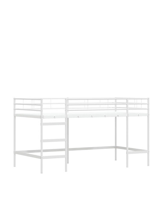 Pat Pentru Copii Loft Bed Single Alb Pentru Saltea 80x201cm