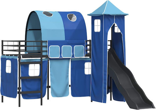 Kinderbett Hochbett Einzeln Schwarz für Matratze 90x190cm