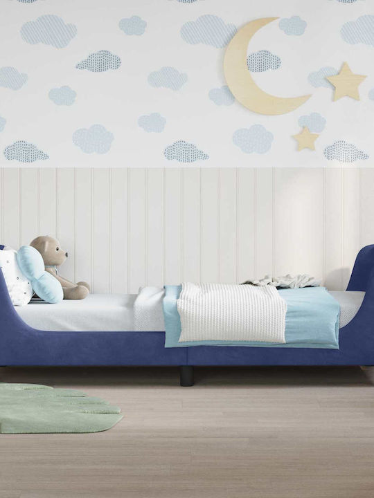 Pat Pentru Copii Single Albastru Pentru Saltea 86x205cm