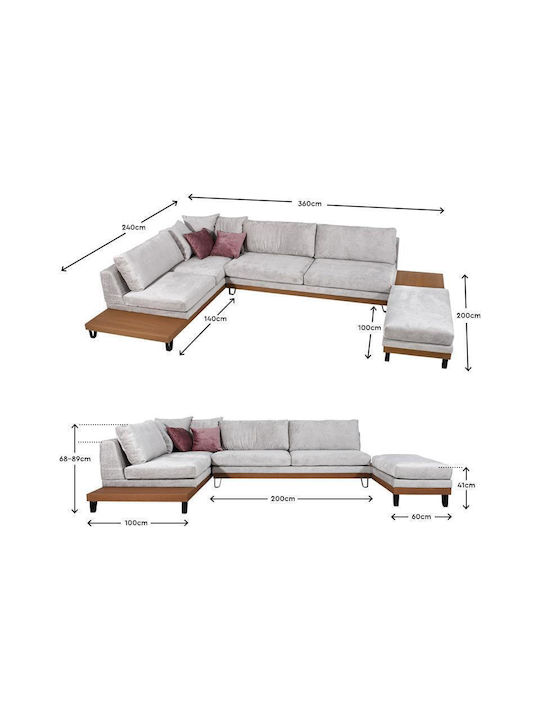 Filippa Corner Couch with Left Corner Pink 330x240x100 cm