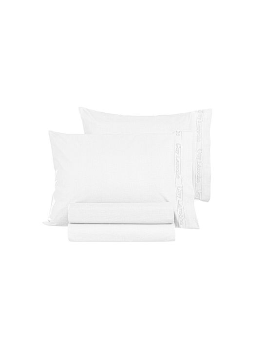 Guy Laroche Bettlaken Semi-Doppel mit Gummiband 120x200+32cm. Color Plus White