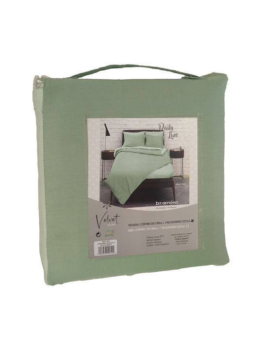 Kipper Set Cearșafuri Single 170x260cm. Olive-mint 3buc