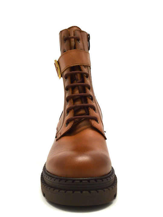 Leder Stiefeletten Damen Tabac Braun