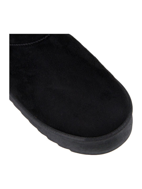 Suede Women's Ankle Boots with Fur Black