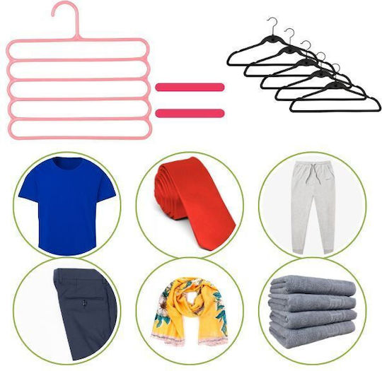 Umeraș pentru Dulap pentru pantaloni Plastic Roz 4buc