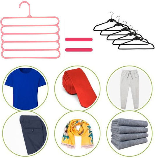 Umeraș pentru Dulap pentru pantaloni Plastic Roz 24buc