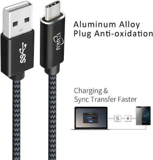 Data Fast Charging Кабел Izuku 219347700 1-134 Комплект 2 Бр USB Type-C към USB 3.0 Бързо Зареждане Нейлонов Плетен 1.2м