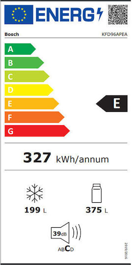 Bosch Ψυγείο Ντουλάπα 574lt Total NoFrost Υ183xΠ90.5xΒ73.1εκ. Inox KFD96APEA