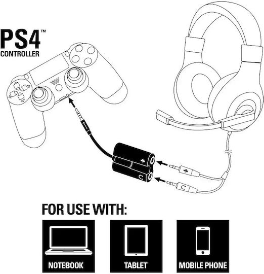 Аудио Адаптер Sharkoon Pmp35 6805982 90-1 Слушалки Микрофон Съвместим Ps4 Лаптопи Смартфони Черен