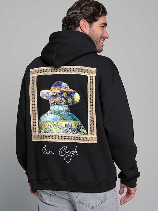 Canva Sweatshirt with Hood Black